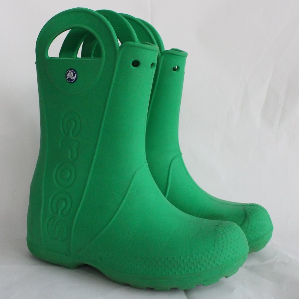 CROCS Handle It Rain Boot Green Pull On Shoes Toddler Junior Size 8 Boot School